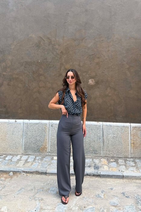 ONE COLOR SIMPLE WOMAN TROUSERS GREY/GRI - 3