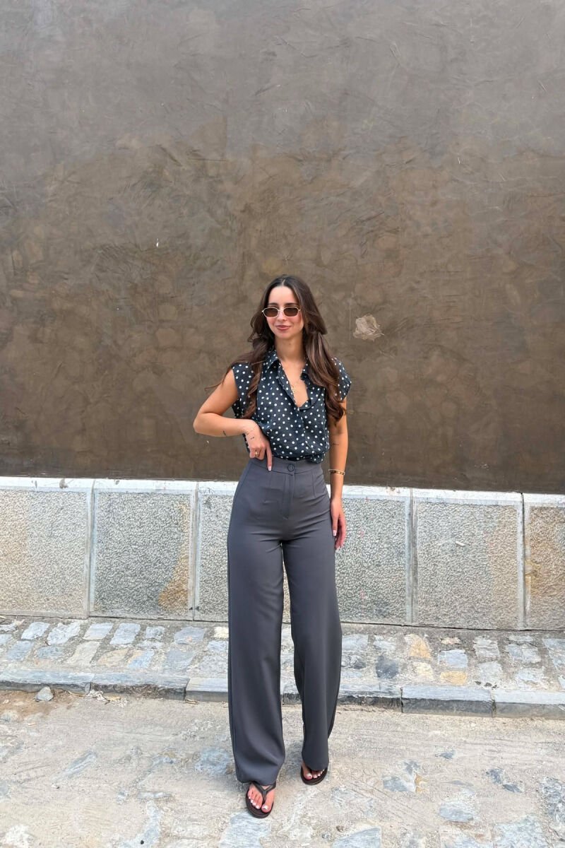 ONE COLOR SIMPLE WOMAN TROUSERS GREY/GRI - 3