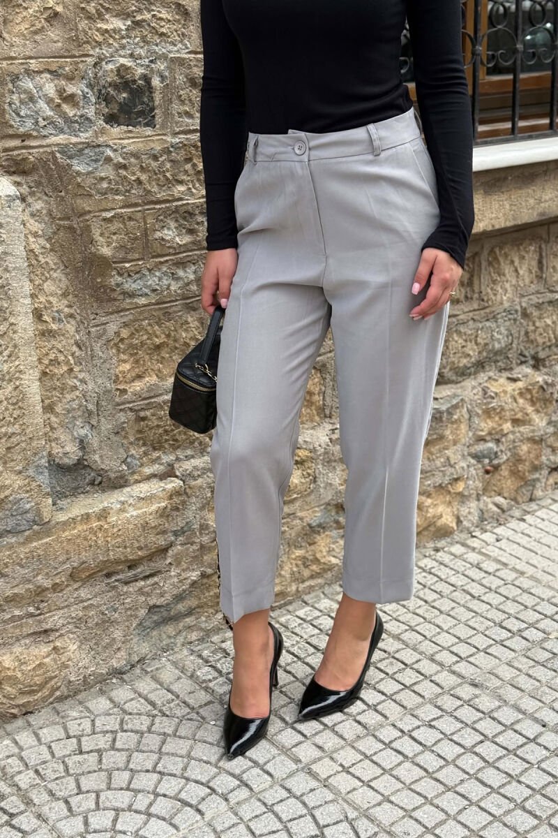 ONE COLOR SIMPLE WOMAN TROUSERS GREY/GRI - 4