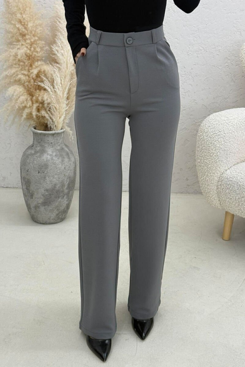 ONE COLOR SIMPLE WOMAN TROUSERS GREY/GRI - 1