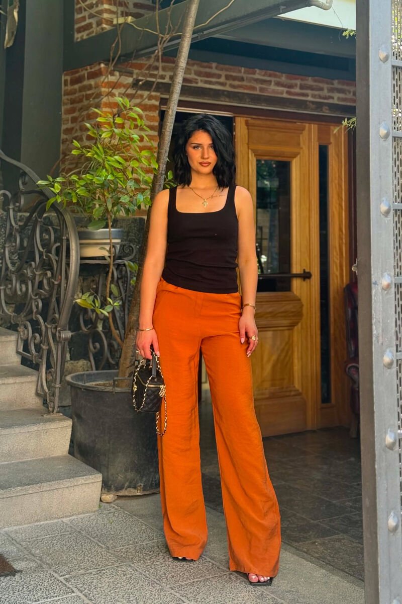 ONE COLOR SIMPLE WOMAN TROUSERS LIGHT BROWN/KAZB - 1
