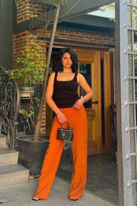 ONE COLOR SIMPLE WOMAN TROUSERS LIGHT BROWN/KAZB - 2