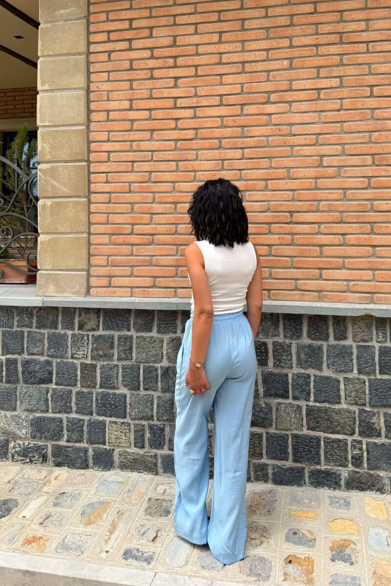 ONE COLOR SIMPLE WOMAN TROUSERS LIGHTBLUE/BZ - 3