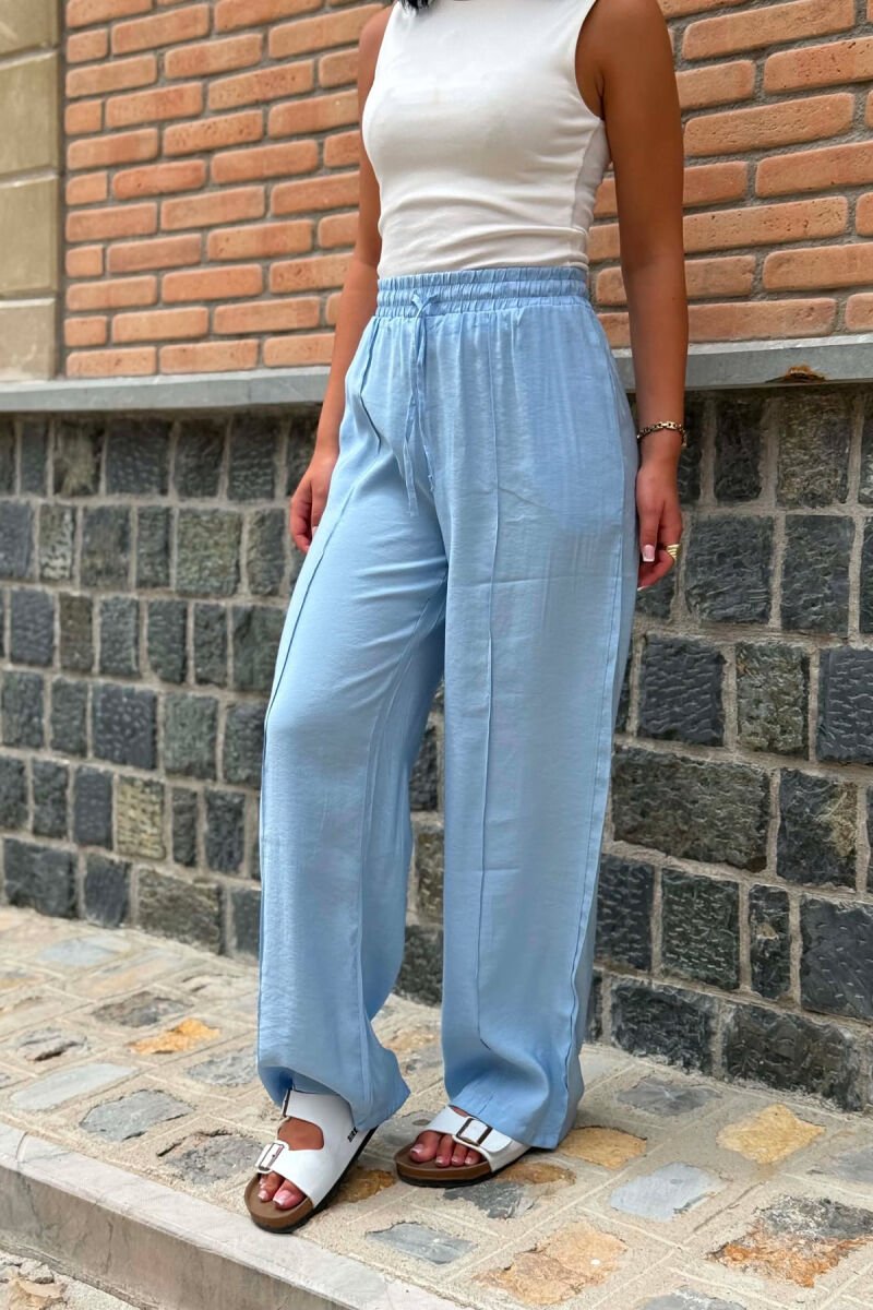 ONE COLOR SIMPLE WOMAN TROUSERS LIGHTBLUE/BZ - 4