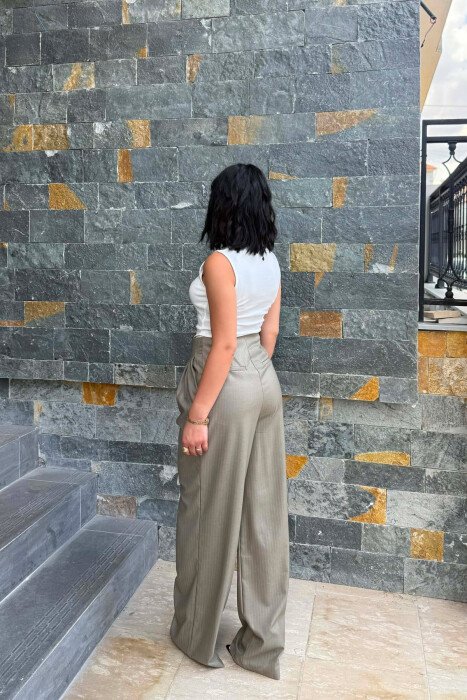 ONE COLOR SIMPLE WOMAN TROUSERS MINT/MENTE - 5