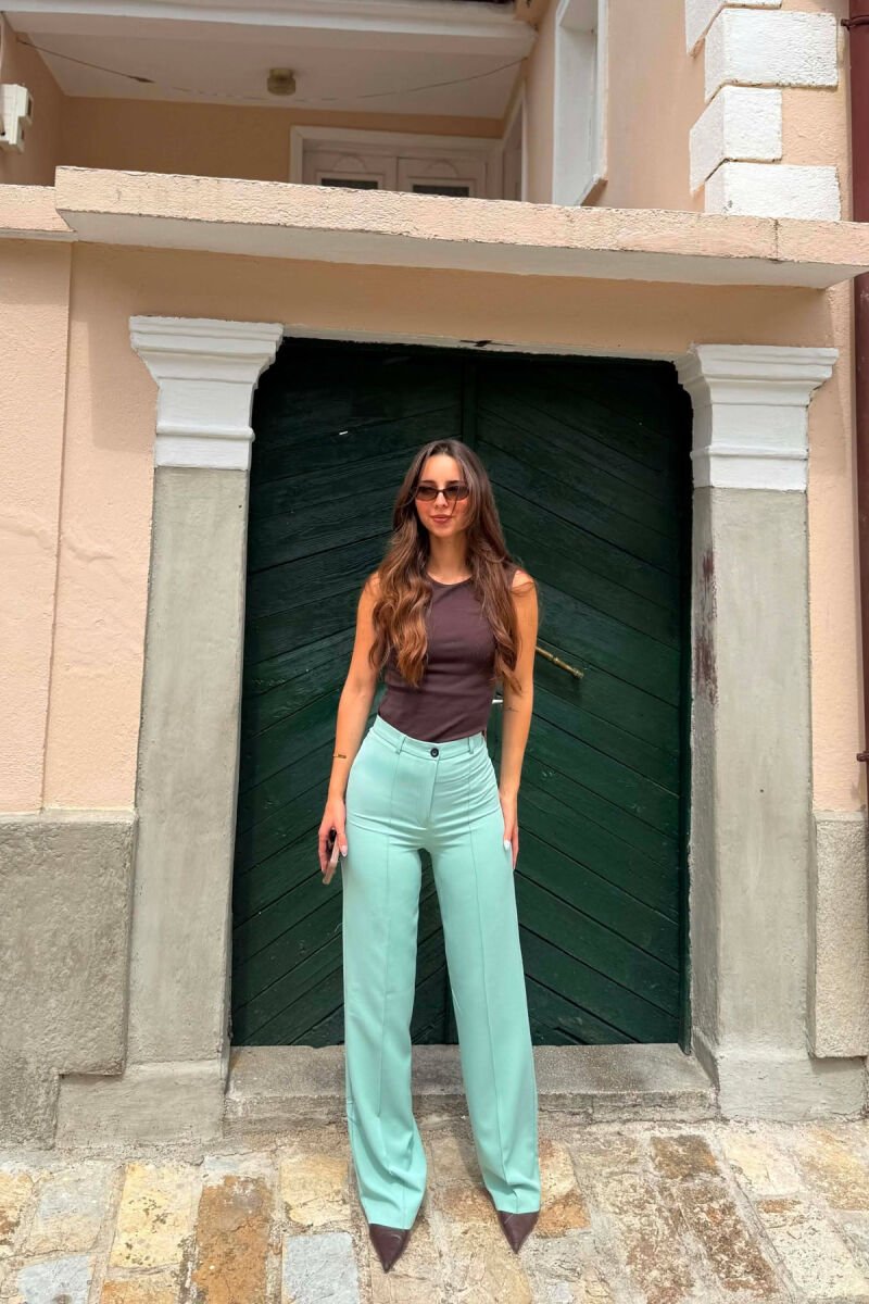 ONE COLOR SIMPLE WOMAN TROUSERS MINT/MENTE - 1