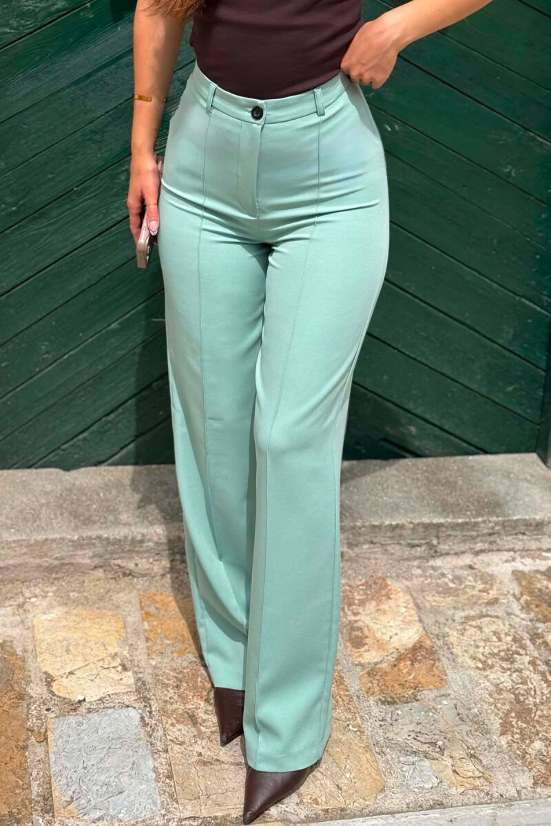 ONE COLOR SIMPLE WOMAN TROUSERS MINT/MENTE - 3