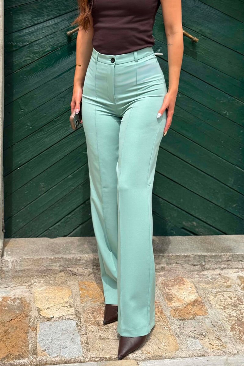 ONE COLOR SIMPLE WOMAN TROUSERS MINT/MENTE - 4