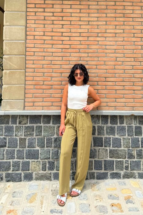 ONE COLOR SIMPLE WOMAN TROUSERS OLIVE/ULLI 