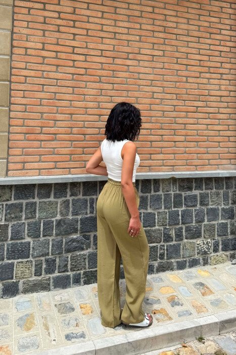 ONE COLOR SIMPLE WOMAN TROUSERS OLIVE/ULLI - 3