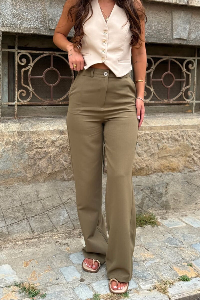 ONE COLOR SIMPLE WOMAN TROUSERS OLIVE/ULLI - 2