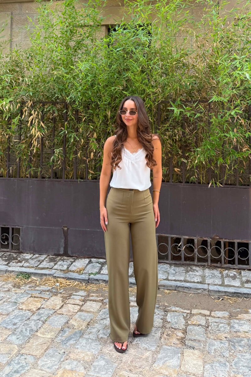ONE COLOR SIMPLE WOMAN TROUSERS OLIVE/ULLI - 1