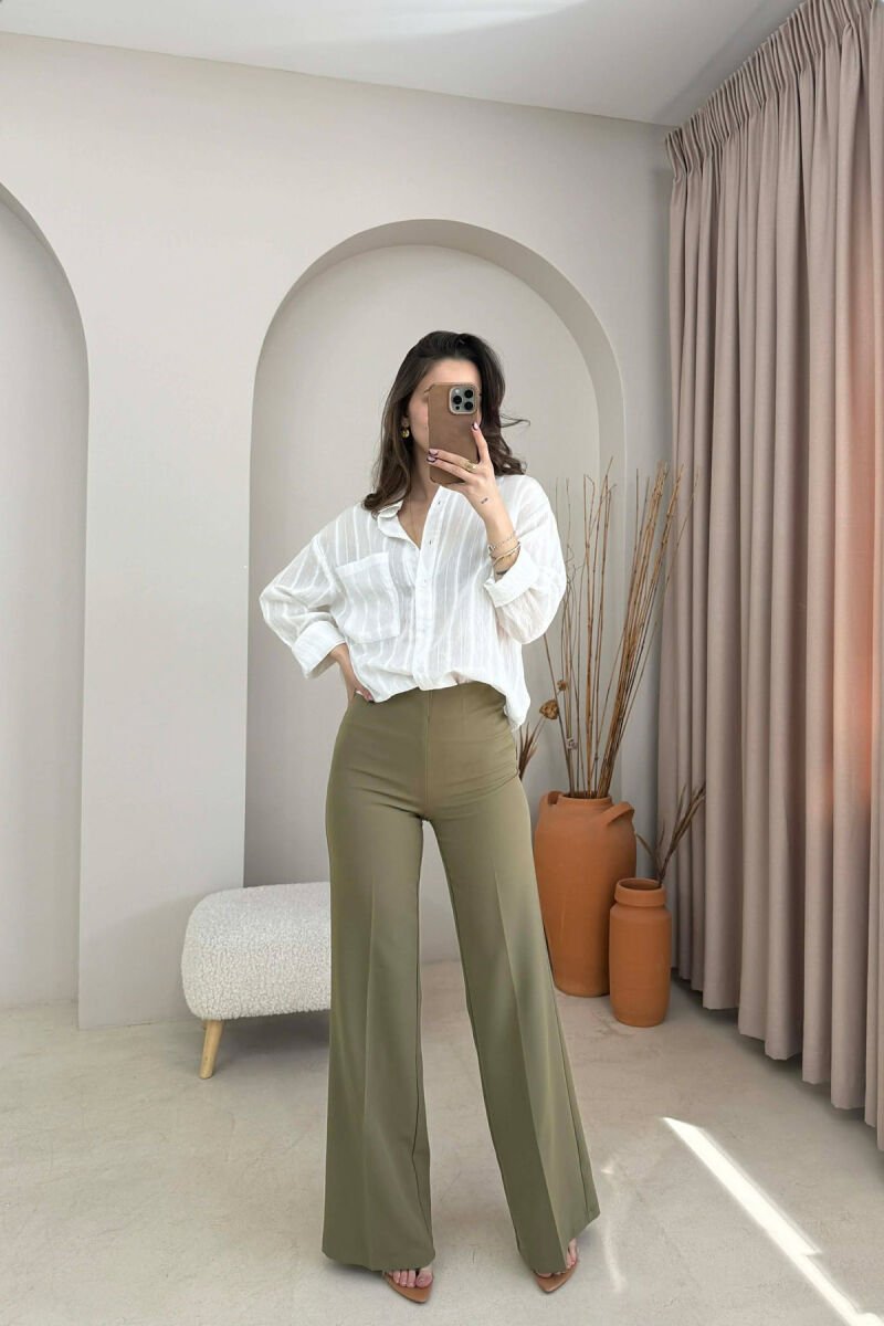 ONE COLOR SIMPLE WOMAN TROUSERS OLIVE/ULLI - 1
