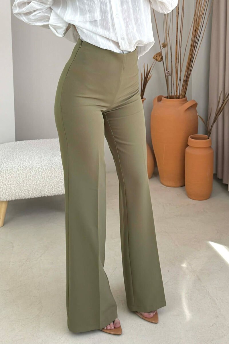 ONE COLOR SIMPLE WOMAN TROUSERS OLIVE/ULLI - 3