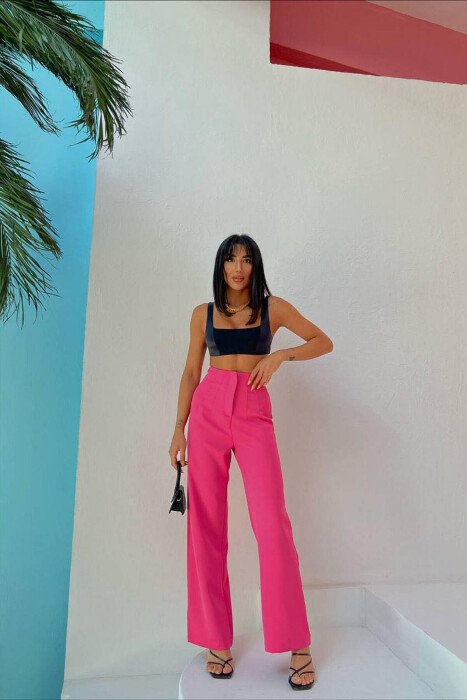 ONE COLOR SIMPLE WOMAN TROUSERS PINK/ROZE - KLAUDIO FASHION
