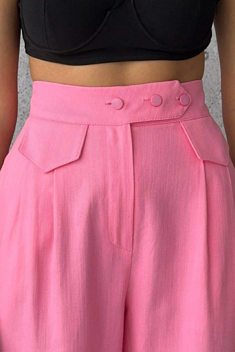 ONE COLOR SIMPLE WOMAN TROUSERS PINK/ROZE - 3