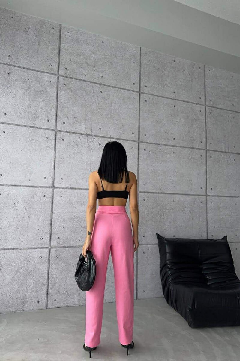 ONE COLOR SIMPLE WOMAN TROUSERS PINK/ROZE - 4
