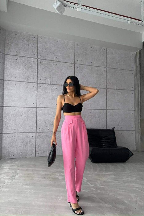 ONE COLOR SIMPLE WOMAN TROUSERS PINK/ROZE - 5