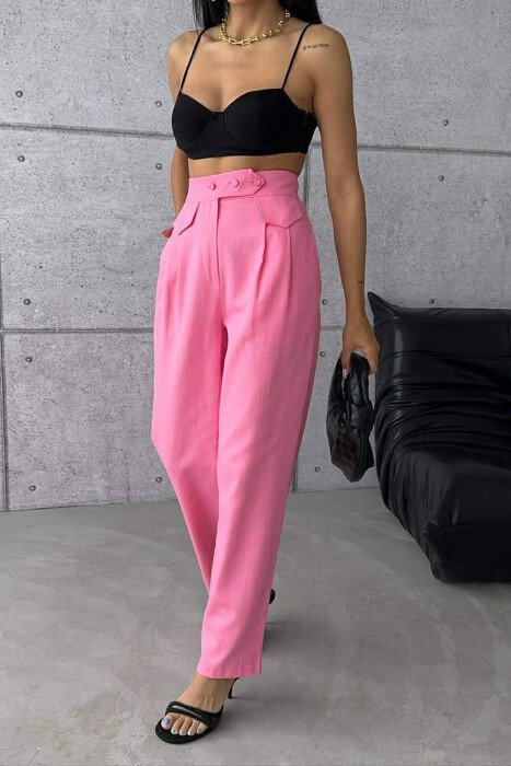 ONE COLOR SIMPLE WOMAN TROUSERS PINK/ROZE - 6