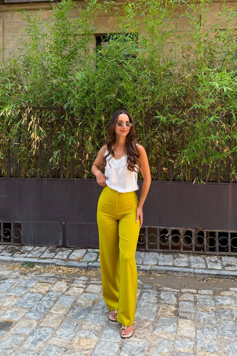 ONE COLOR SIMPLE WOMAN TROUSERS PISTACHIO - 3