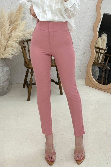 ONE COLOR SIMPLE WOMAN TROUSERS POWDER/PUDER - 4