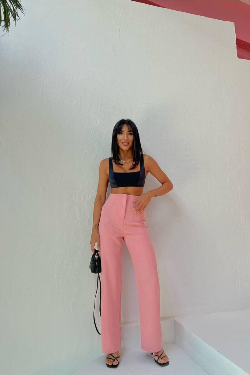 ONE COLOR SIMPLE WOMAN TROUSERS POWDER/PUDER - 1