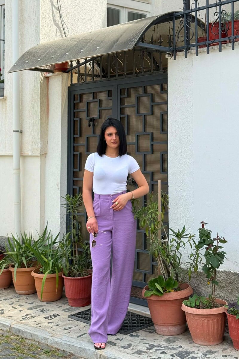 ONE COLOR SIMPLE WOMAN TROUSERS PURPLE/LEJLA - 5