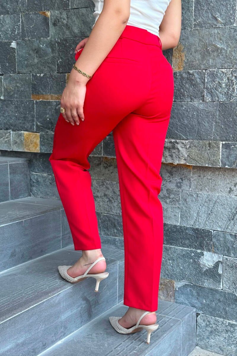 ONE COLOR SIMPLE WOMAN TROUSERS RED/E KUQE - 5