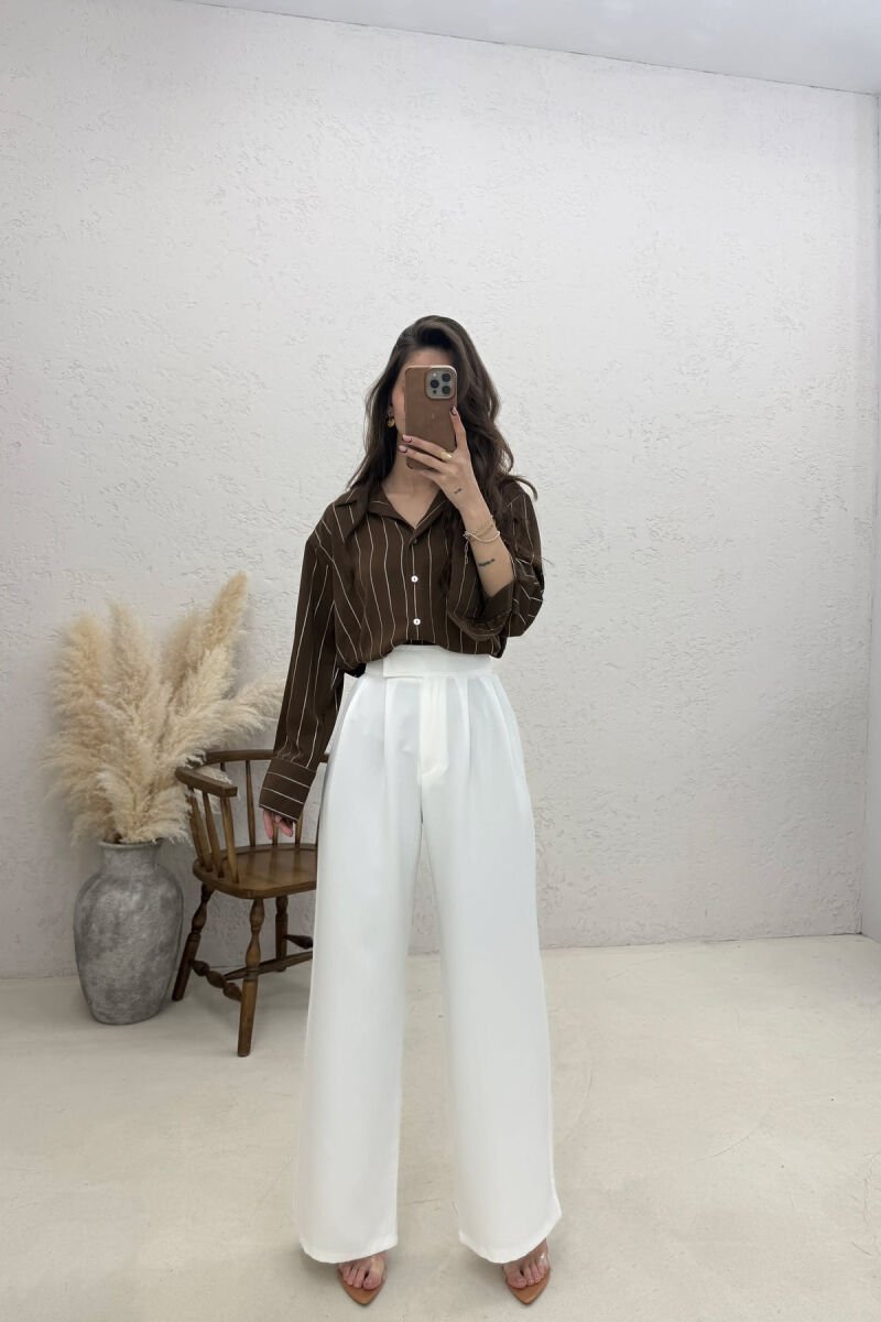 ONE COLOR SIMPLE WOMAN TROUSERS WHITE-E BARDHE - 2