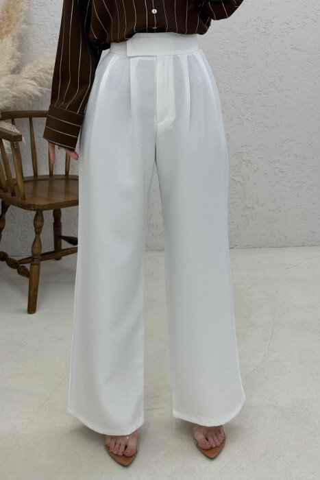 ONE COLOR SIMPLE WOMAN TROUSERS WHITE-E BARDHE - 3