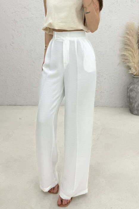 ONE COLOR SIMPLE WOMAN TROUSERS WHITE-E BARDHE - 2