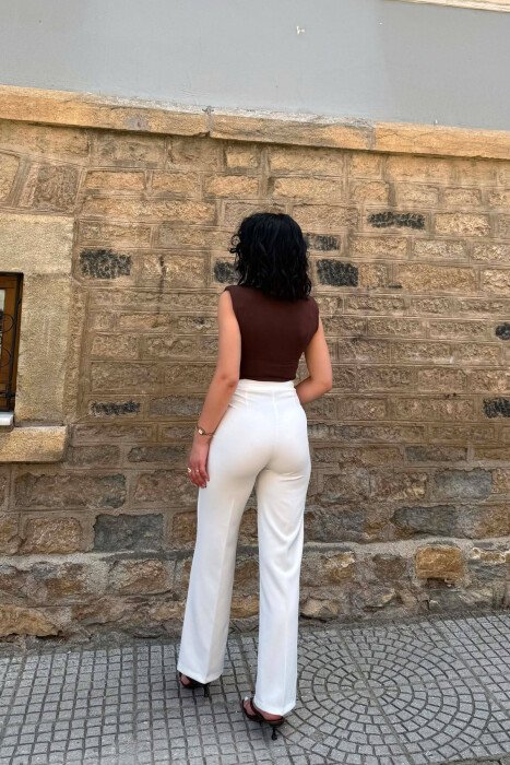 ONE COLOR SIMPLE WOMAN TROUSERS WHITE-E BARDHE - 3