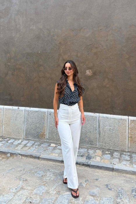 ONE COLOR SIMPLE WOMAN TROUSERS WHITE-E BARDHE - 3