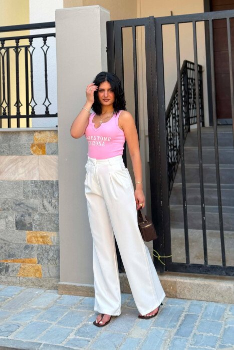 ONE COLOR SIMPLE WOMAN TROUSERS WHITE-E BARDHE - 3