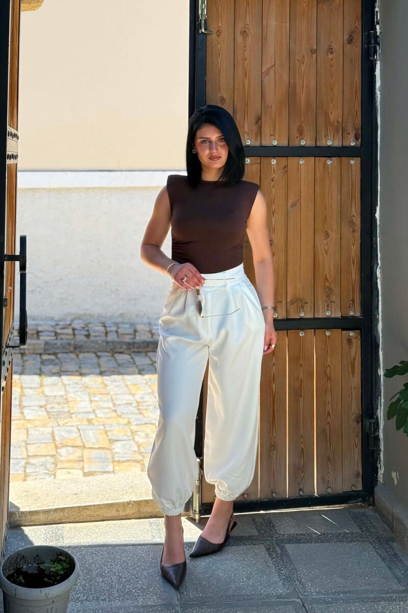 ONE COLOR SIMPLE WOMAN TROUSERS WHITE-E BARDHE - 1