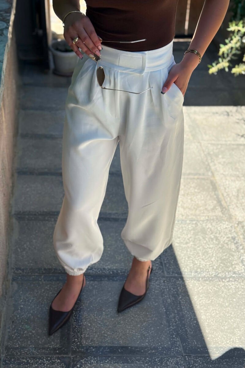 ONE COLOR SIMPLE WOMAN TROUSERS WHITE-E BARDHE - 3