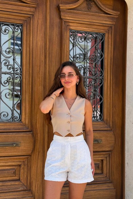 ONE COLOR SIMPLE WOMAN VEST BEIGE/BEZHE 