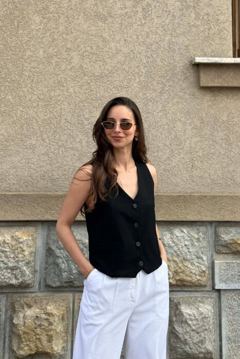 ONE COLOR SIMPLE WOMAN VEST BLACK/ E ZEZE - KLAUDIO FASHION