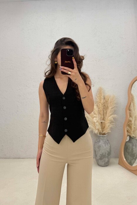 ONE COLOR SIMPLE WOMAN VEST BLACK/ E ZEZE - KLAUDIO FASHION