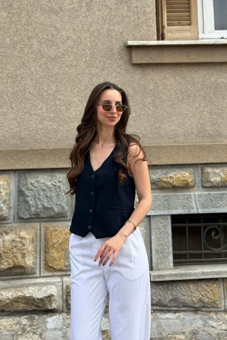 ONE COLOR SIMPLE WOMAN VEST BLUE/BLU - KLAUDIO FASHION