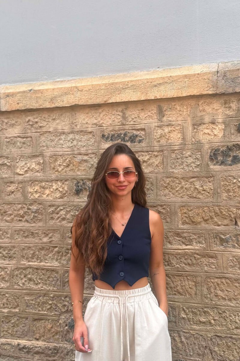 ONE COLOR SIMPLE WOMAN VEST BLUE/BLU - 1