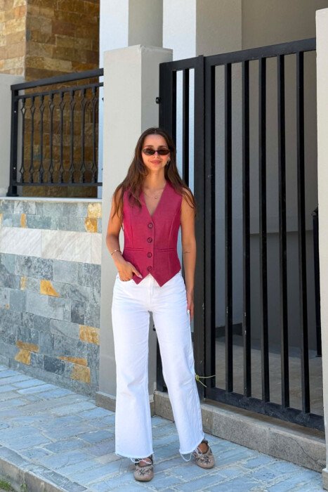 ONE COLOR SIMPLE WOMAN VEST BURGUNDY/VISHNJE - 2
