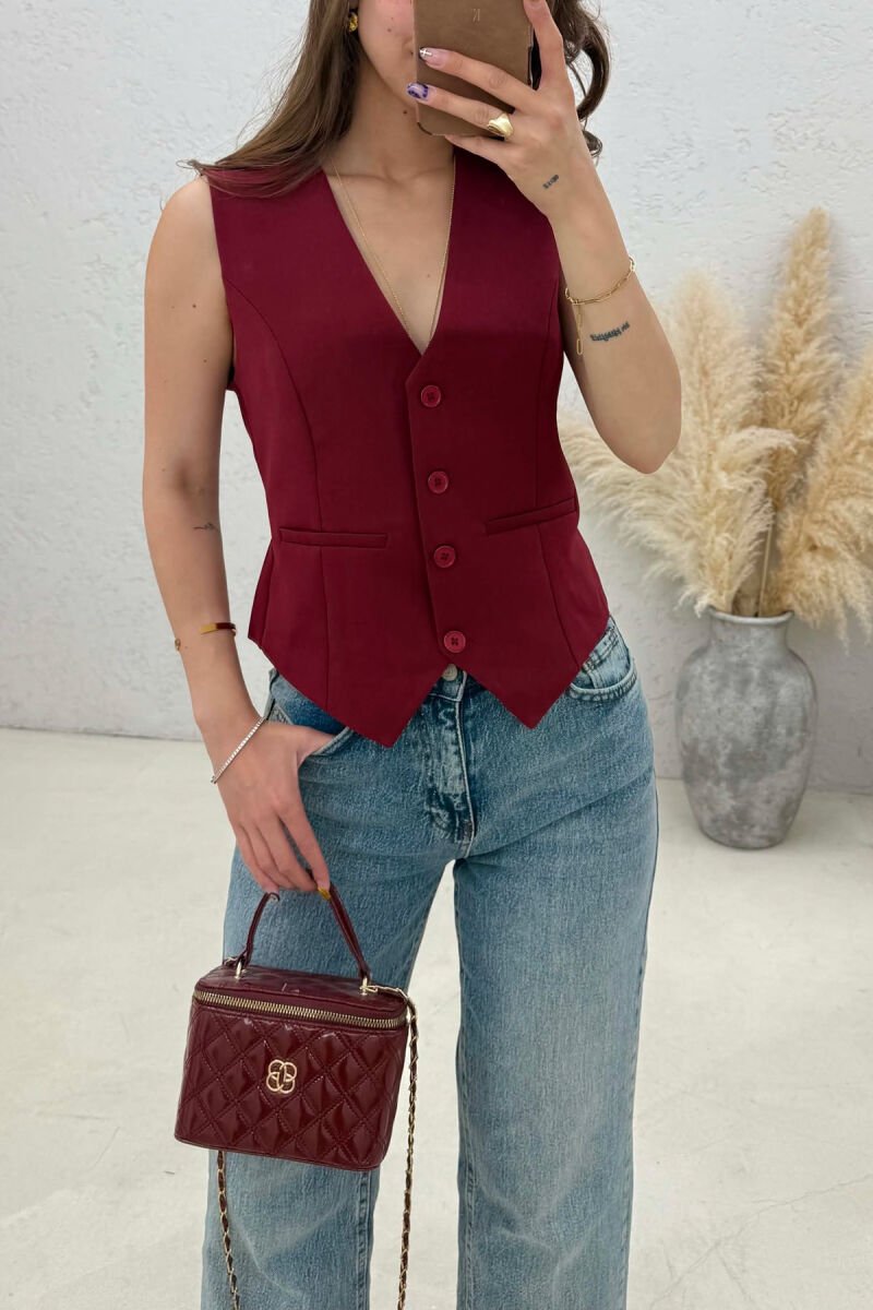 ONE COLOR SIMPLE WOMAN VEST BURGUNDY/VISHNJE - 3