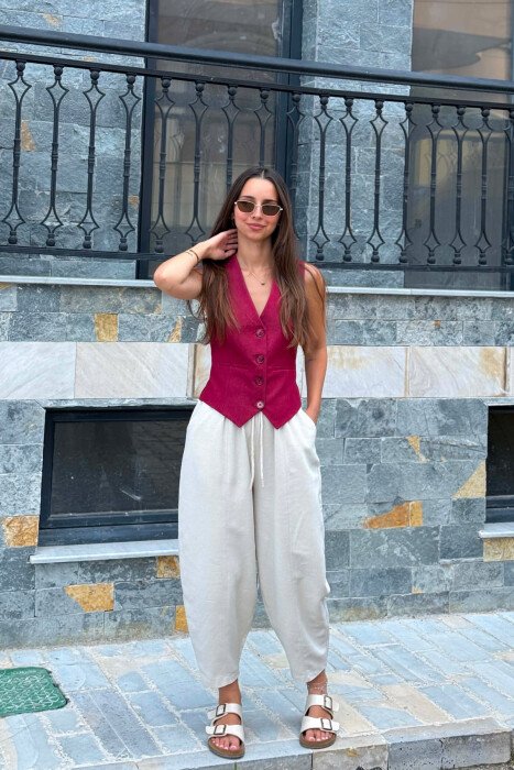 ONE COLOR SIMPLE WOMAN VEST DARK BURGUNDY/VISHNJE E ERRET - KLAUDIO FASHION