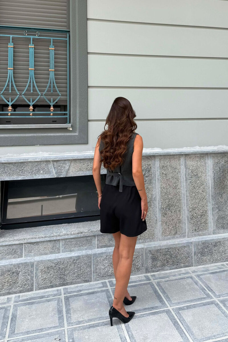 ONE COLOR SIMPLE WOMAN VEST DARK GREY/GEE - 4