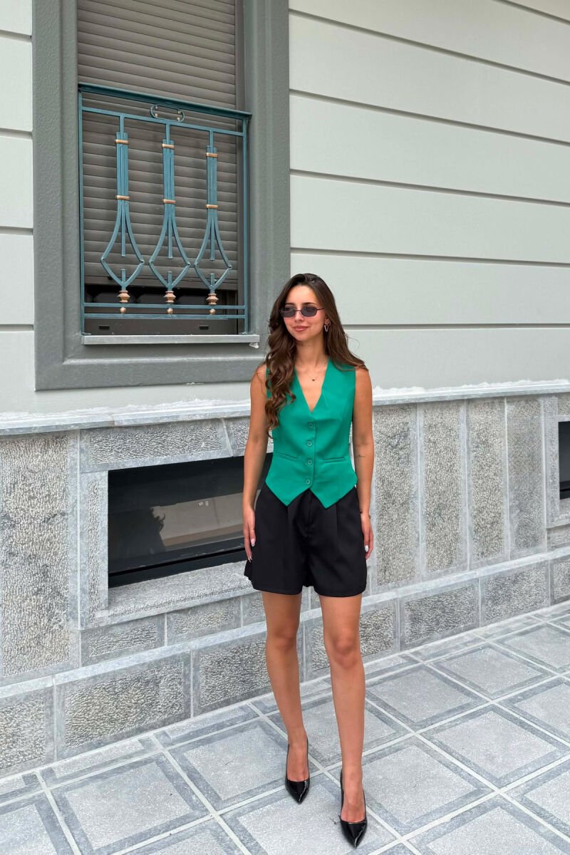 ONE COLOR SIMPLE WOMAN VEST GREEN/JESHILE - 4