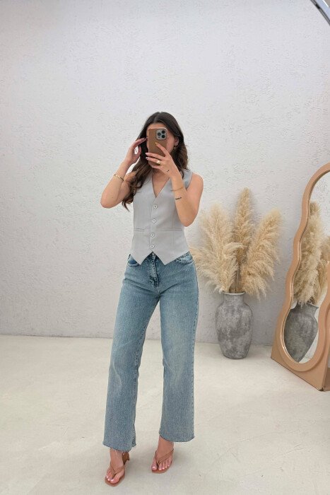ONE COLOR SIMPLE WOMAN VEST GREY ASH/GRI HIRI - 4