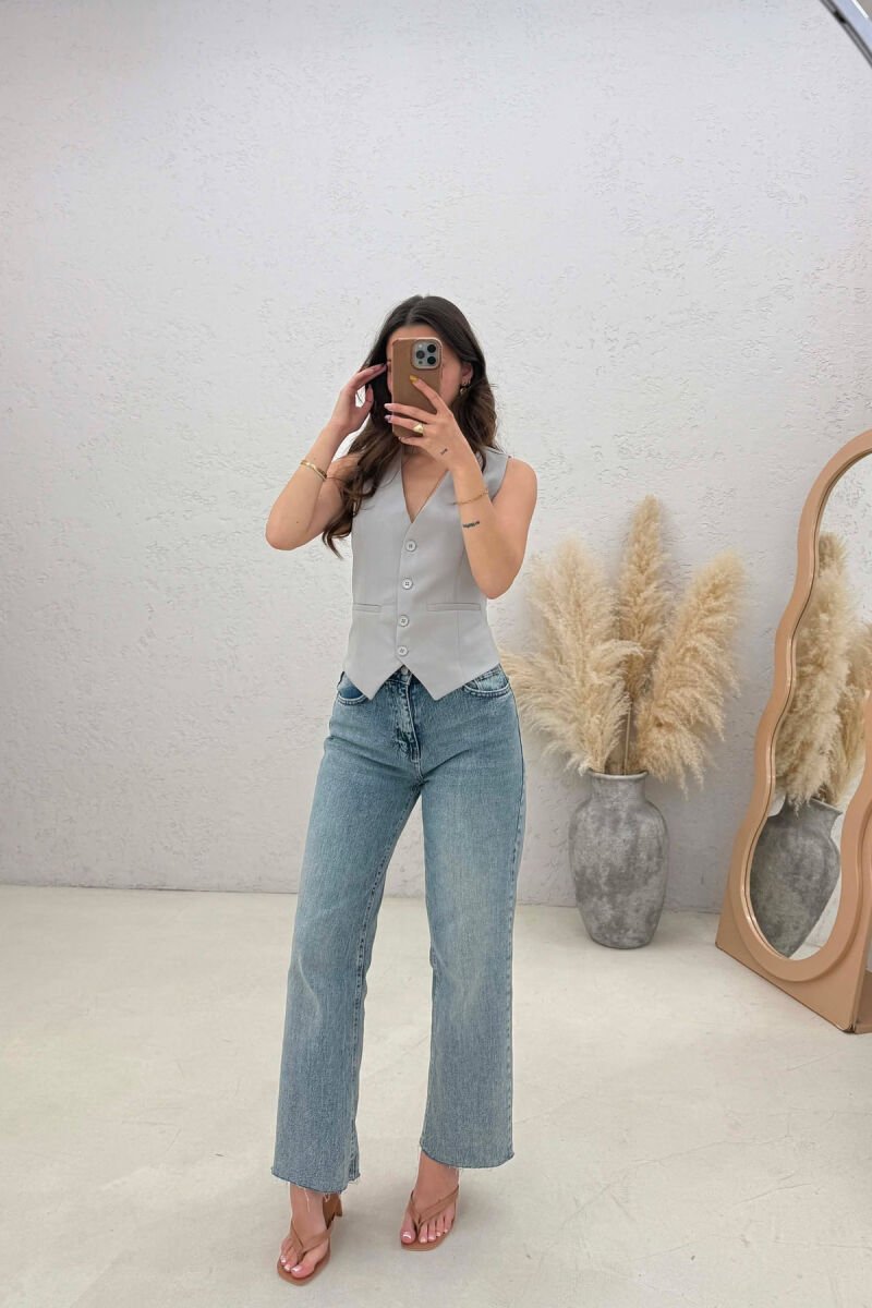 ONE COLOR SIMPLE WOMAN VEST GREY ASH/GRI HIRI - 4