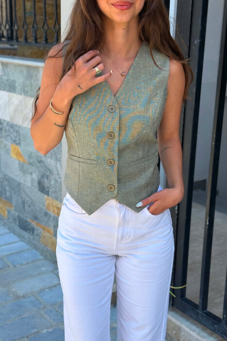 ONE COLOR SIMPLE WOMAN VEST MINT/MENTE - 5