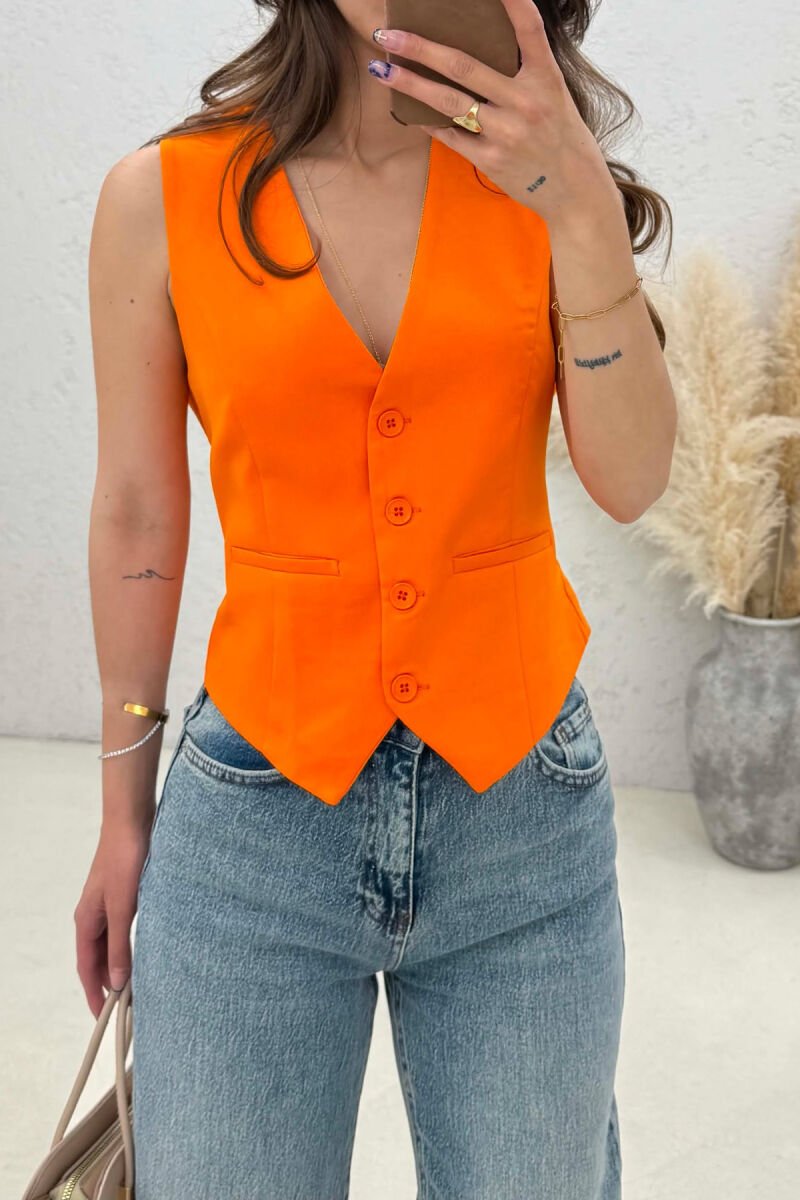 ONE COLOR SIMPLE WOMAN VEST ORANGE/PORTOKALLI - 2